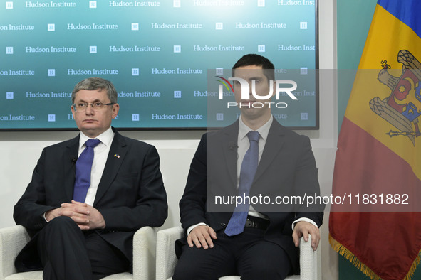 President of the Parliament of Moldova, Igor Grosu, and Foreign Minister of Moldova, Mihai Popsoi, participate in a discussion titled ''Mold...