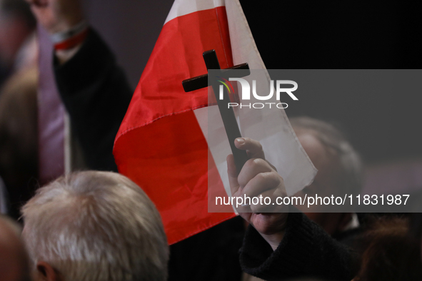 In Krakow, Poland, on November 24, 2024, the Law and Justice Party holds a convention with chairman Jaroslaw Kaczynski at 'Sokol'. During th...