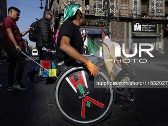 On December 3, 2024, in Mexico City, Mexico, dozens of people with disabilities and wheelchair users demonstrate on the occasion of the Inte...