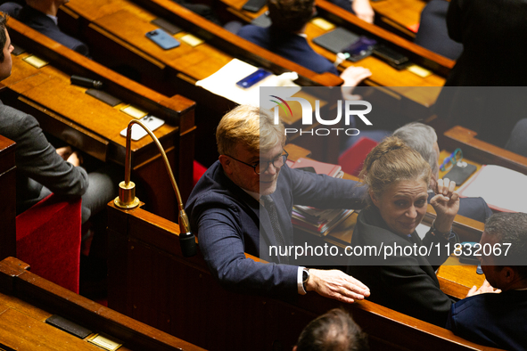 Marc Fesneau, President of the Les Democrates group, is seen during the questions to the government session at the National Assembly in Pari...