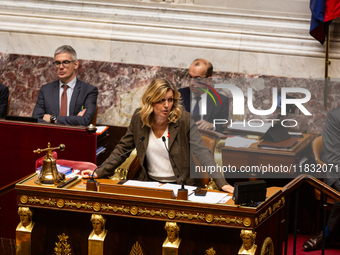 Yael Braun-Pivet, president of the French National Assembly, is seen during the session of questions to the government at the National Assem...