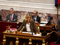 Yael Braun-Pivet, president of the French National Assembly, is seen during the session of questions to the government at the National Assem...