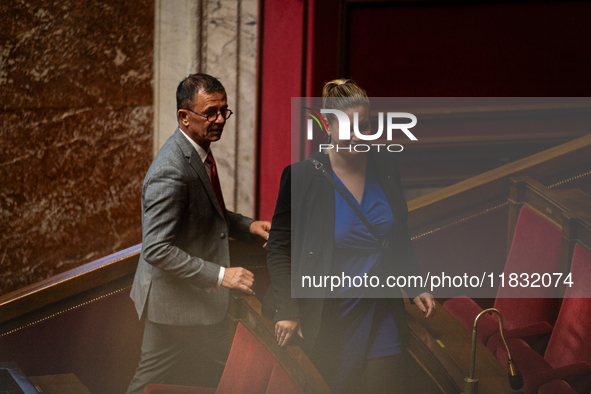 Mathilde Panot, President of the La France Insoumise group, is seen during the session of questions to the government at the National Assemb...