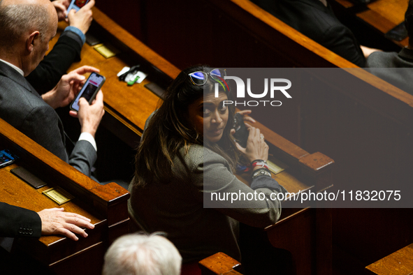 Prisca Thevenot, deputy of the Ensemble pour la Republique group, is seen during the session of questions to the government at the National...