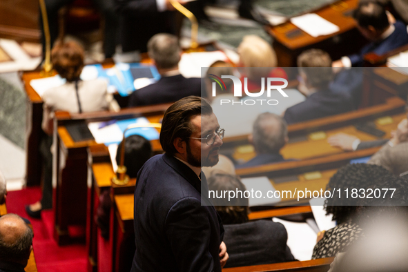 Philippe Brun, deputy of the Socialistes et Apparentes group, is seen during the session of questions to the government at the National Asse...