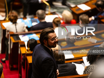 Philippe Brun, deputy of the Socialistes et Apparentes group, is seen during the session of questions to the government at the National Asse...