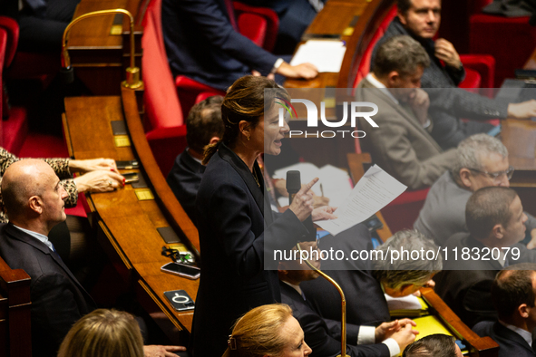 Emilie Bonnivard, deputy of the Droite Republicaine group, speaks during the session of questions to the government at the National Assembly...