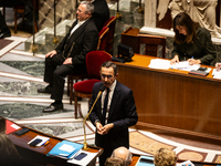 Bruno Retailleau, Minister for the Interior, speaks during the questions to the government session at the National Assembly in Paris, France...