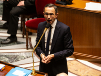 Bruno Retailleau, Minister for the Interior, speaks during the questions to the government session at the National Assembly in Paris, France...