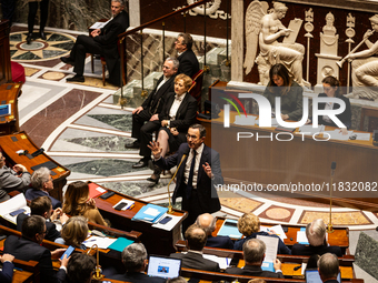 Bruno Retailleau, Minister for the Interior, speaks during the questions to the government session at the National Assembly in Paris, France...