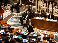 Bruno Retailleau, Minister for the Interior, speaks during the questions to the government session at the National Assembly in Paris, France...