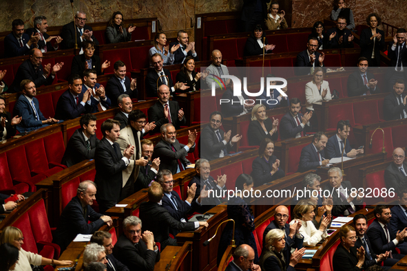 MP deputies of the Rassemblement National group are seen during the questions to the government session at the National Assembly in Paris, F...