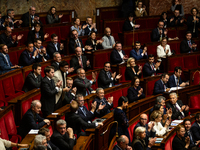 MP deputies of the Rassemblement National group are seen during the questions to the government session at the National Assembly in Paris, F...