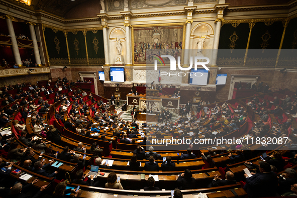 A general view of the National Assembly during the session of questions to the government in Paris, France, on March 12, 2024. 