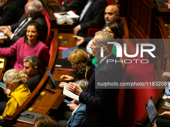 Guillaume Garot, deputy of the Socialistes et Apparentes group, speaks during the questions to the government session at the National Assemb...