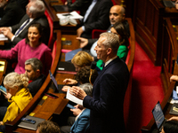 Guillaume Garot, deputy of the Socialistes et Apparentes group, speaks during the questions to the government session at the National Assemb...