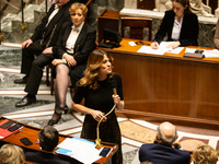 Maud Bregeon, French government spokesperson, speaks during the questions to the government session at the National Assembly in Paris, Franc...