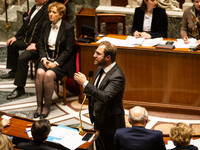 Antoine Armand, French Minister of Economy, Finance, and Industry, speaks during the questions to the government session at the National Ass...