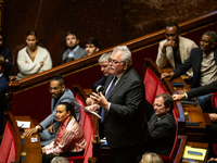 Andre Chassaigne, President of the Gauche Democrate et Republicaine group, speaks during the questions to the government session at the Nati...