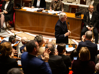 French Prime Minister Michel Barnier speaks during the questions to the government session at the National Assembly in Paris, France, on Mar...