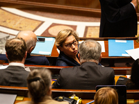 Nathalie Delattre, Minister attached to the Prime Minister responsible for Relations with Parliament, is seen during the questions to the go...