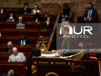 Yael Braun-Pivet, president of the French National Assembly, is seen during the session of questions to the government at the National Assem...