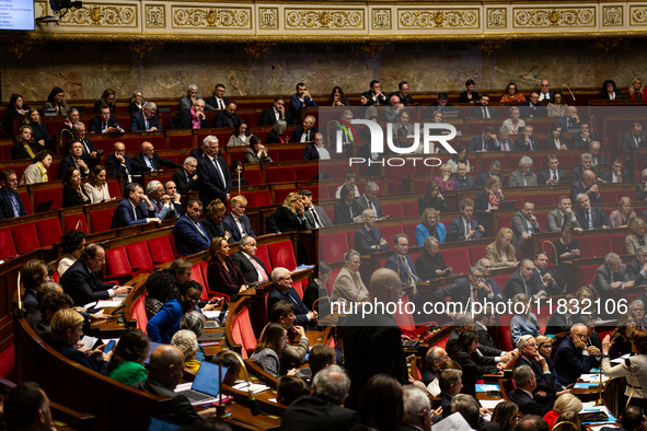 A general view of the National Assembly during the session of questions to the government in Paris, France, on March 12, 2024. 