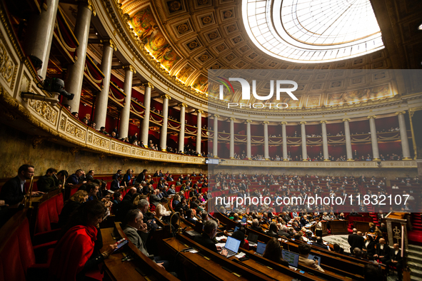 A general view of the National Assembly during the session of questions to the government in Paris, France, on March 12, 2024. 