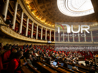 A general view of the National Assembly during the session of questions to the government in Paris, France, on March 12, 2024. (