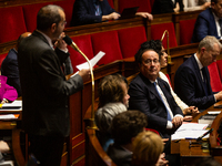 Francois Hollande, deputy of the Socialistes et Apparentes group, is seen during the session of questions to the government at the National...