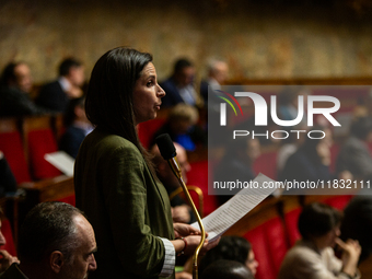 Marianni Maximi, deputy of the La France Insoumise group, speaks during the session of questions to the government at the National Assembly...