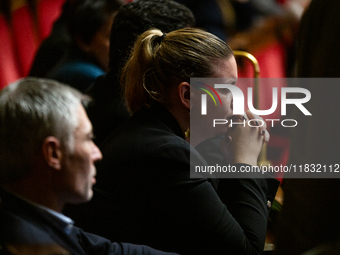 Mathilde Panot, President of the La France Insoumise group, is seen during the session of questions to the government at the National Assemb...