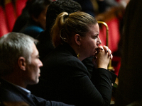 Mathilde Panot, President of the La France Insoumise group, is seen during the session of questions to the government at the National Assemb...