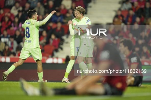 Frenkie de Jong central midfield of Barcelona and Netherlands celebrates after scoring his sides first goal during the La Liga match between...