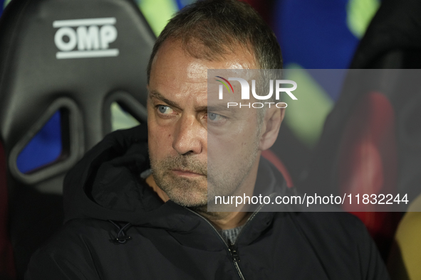 Hansi Flick head coach of Barcelona during the La Liga match between RCD Mallorca and FC Barcelona at Estadi de Son Moix on December 3, 2024...