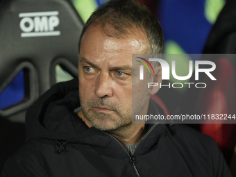 Hansi Flick head coach of Barcelona during the La Liga match between RCD Mallorca and FC Barcelona at Estadi de Son Moix on December 3, 2024...