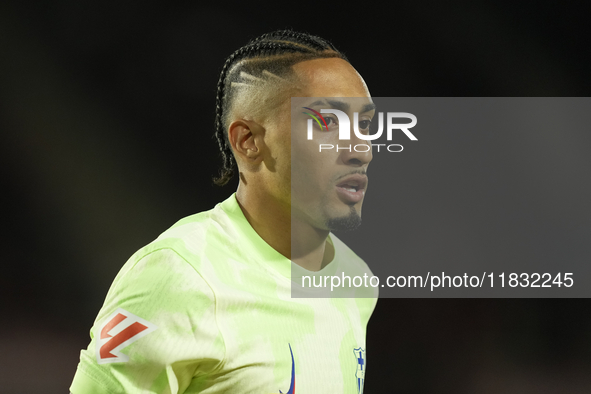 Raphinha right winger of Barcelona and Brazil during the La Liga match between RCD Mallorca and FC Barcelona at Estadi de Son Moix on Decemb...