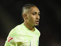 Raphinha right winger of Barcelona and Brazil during the La Liga match between RCD Mallorca and FC Barcelona at Estadi de Son Moix on Decemb...