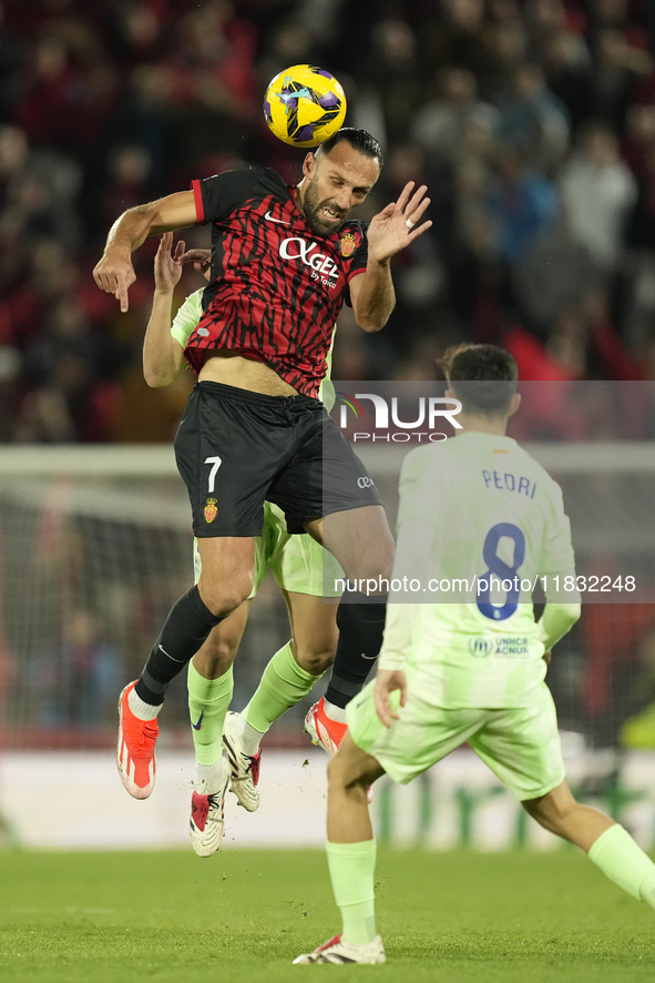 Vedat Muriqi centre-forward of Mallorca and Kosovo during the La Liga match between RCD Mallorca and FC Barcelona at Estadi de Son Moix on D...