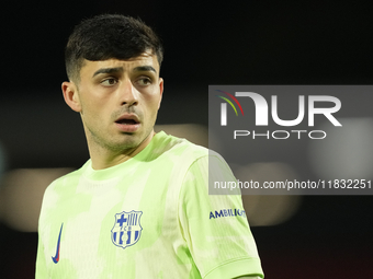 Pedri central midfield of Barcelona and Spain during the La Liga match between RCD Mallorca and FC Barcelona at Estadi de Son Moix on Decemb...