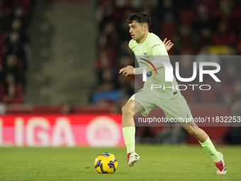 Pedri central midfield of Barcelona and Spain during the La Liga match between RCD Mallorca and FC Barcelona at Estadi de Son Moix on Decemb...