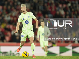 Dani Olmo attacking midfield of Barcelona and Spain during the La Liga match between RCD Mallorca and FC Barcelona at Estadi de Son Moix on...