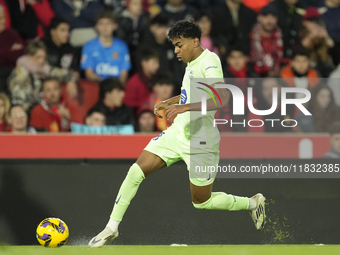 Lamine Yamal right winger of Barcelona and Spain during the La Liga match between RCD Mallorca and FC Barcelona at Estadi de Son Moix on Dec...