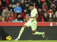 Lamine Yamal right winger of Barcelona and Spain during the La Liga match between RCD Mallorca and FC Barcelona at Estadi de Son Moix on Dec...