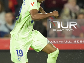 Lamine Yamal right winger of Barcelona and Spain during the La Liga match between RCD Mallorca and FC Barcelona at Estadi de Son Moix on Dec...