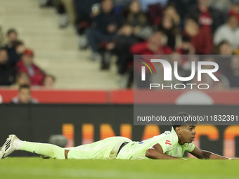 Lamine Yamal right winger of Barcelona and Spain during the La Liga match between RCD Mallorca and FC Barcelona at Estadi de Son Moix on Dec...