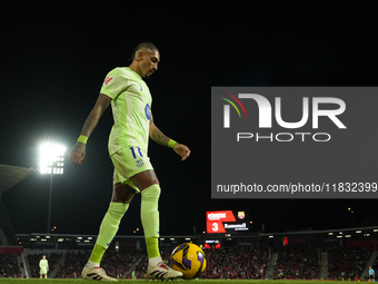 Raphinha right winger of Barcelona and Brazil during the La Liga match between RCD Mallorca and FC Barcelona at Estadi de Son Moix on Decemb...