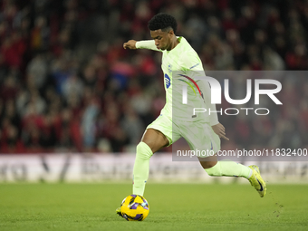 Alejandro Balde left-back of Barcelona and Spain during the La Liga match between RCD Mallorca and FC Barcelona at Estadi de Son Moix on Dec...