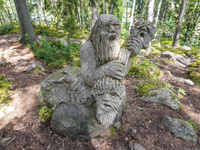 A general view of the Trollparken Garpes Vanner sculpture park is seen in Gamleby, Sweden, on August 11, 2024. The artist Jerzy Przybyl, als...