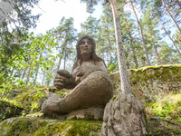 A general view of the Trollparken Garpes Vanner sculpture park is seen in Gamleby, Sweden, on August 11, 2024. The artist Jerzy Przybyl, als...